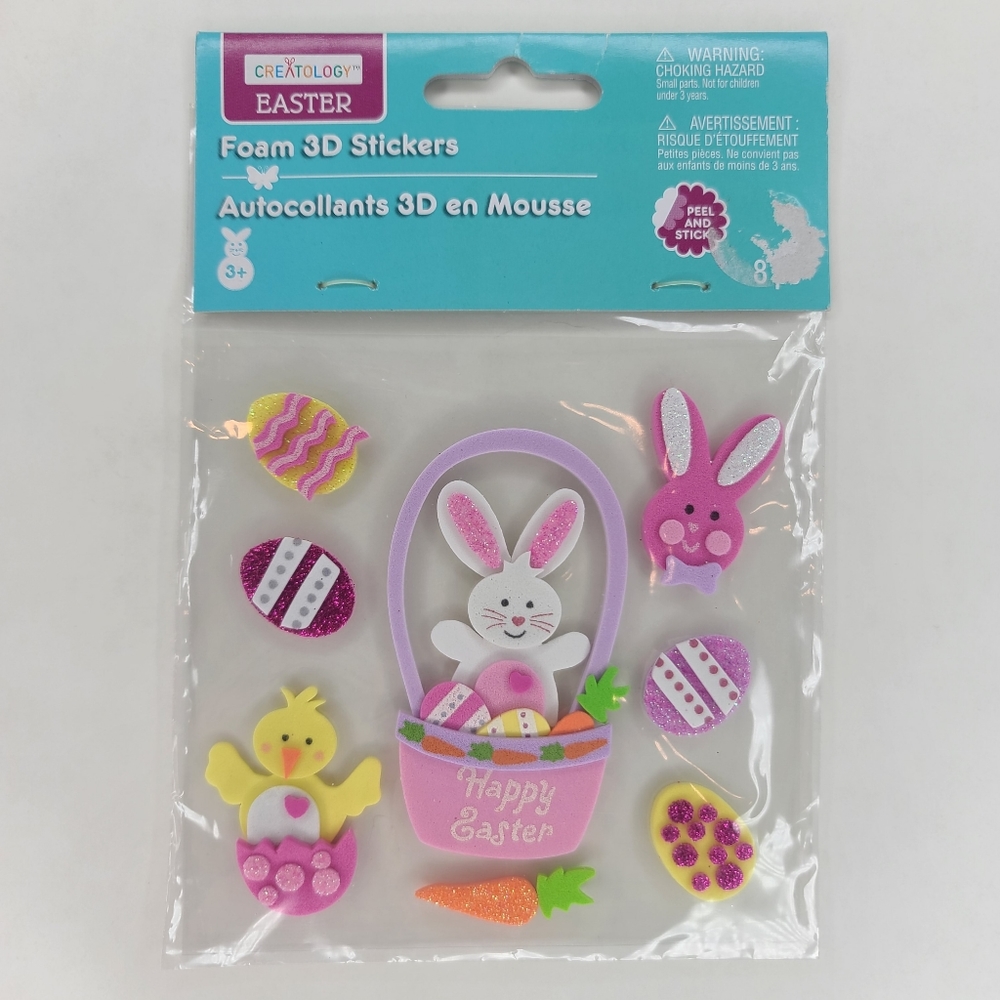 Creatology Easter Foam 3D Stickers Happy Easter 8 pcs Foam Stickers Bunny Chick